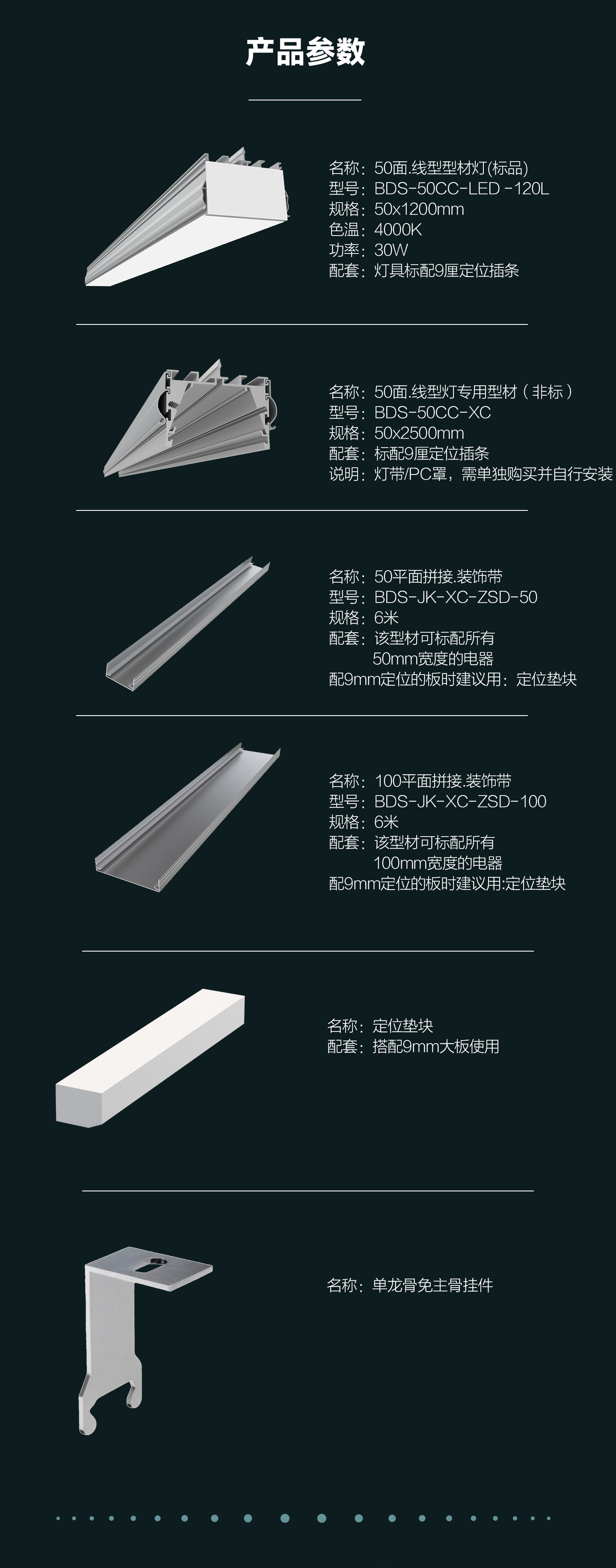 BDS-50CC-LED-120L (1200*50面.线型型材灯) - 图片6