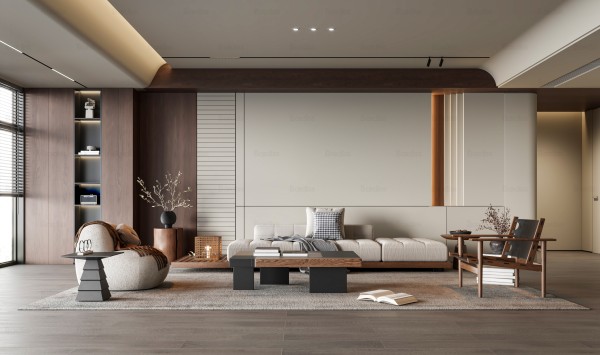 现代简约复古风客厅035