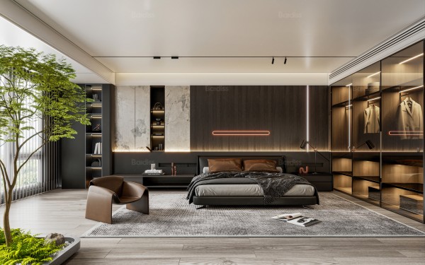 现代轻奢风卧室001