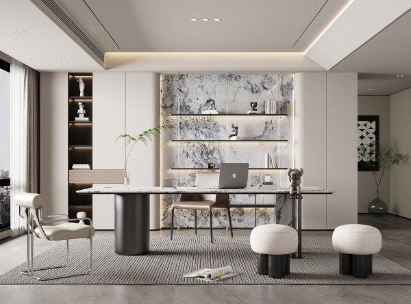 现代轻奢风书房001