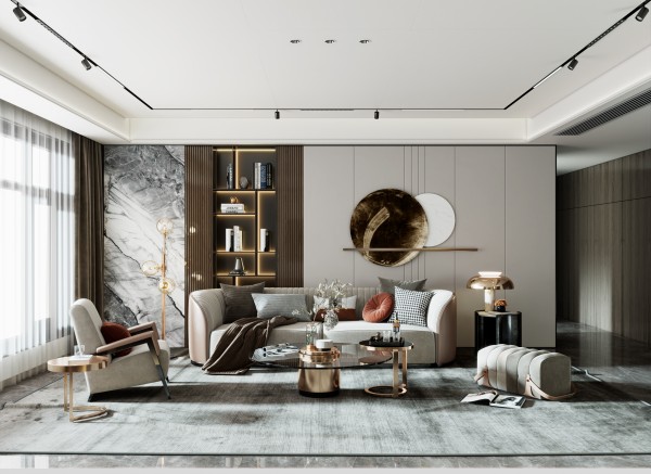 现代轻奢风客厅007
