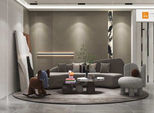 现代奶油风客厅001