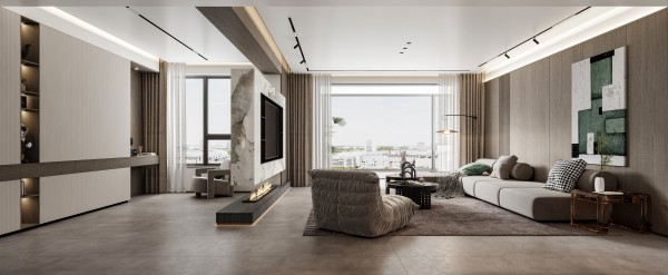 现代简约风多功能客厅029