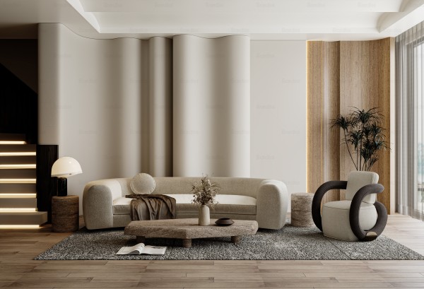 现代奶油风客厅004