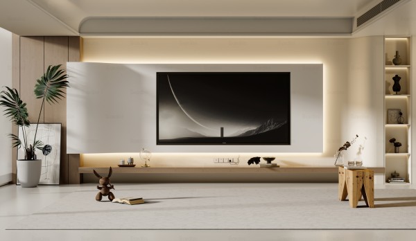 现代奶油风客厅009