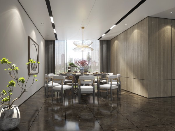 现代轻奢风餐厅商业工装方案001