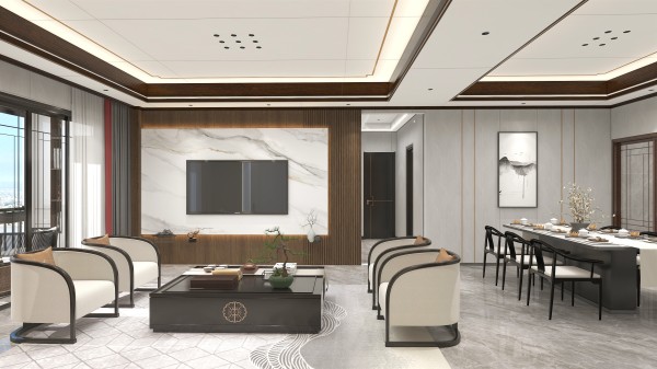 新中式全屋顶墙柜方案005