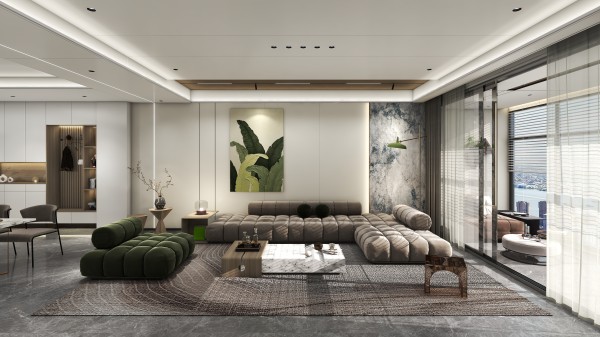 极简风全屋顶墙柜方案005