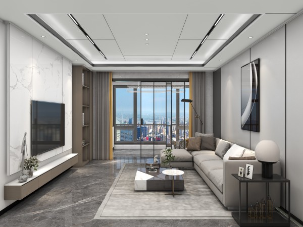 极简风全屋顶墙柜方案006