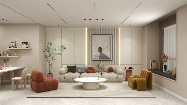 奶油风全屋顶墙柜方案002