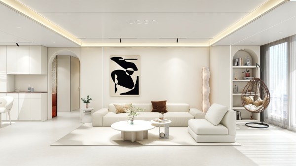 奶油风全屋顶墙柜方案003