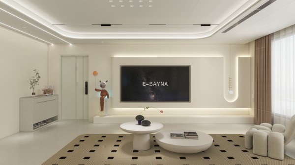 奶油风全屋顶墙柜方案006