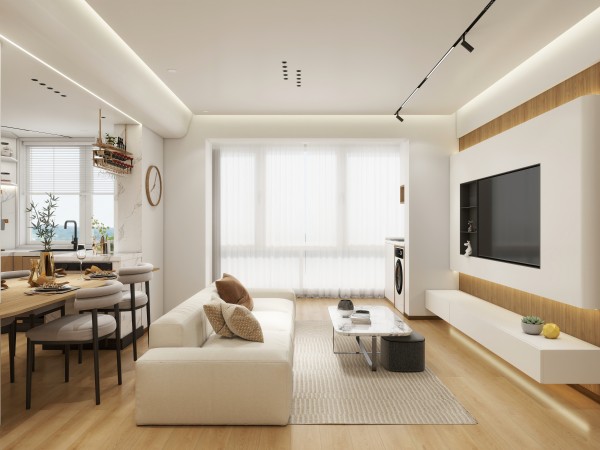 奶油风全屋顶墙柜方案007