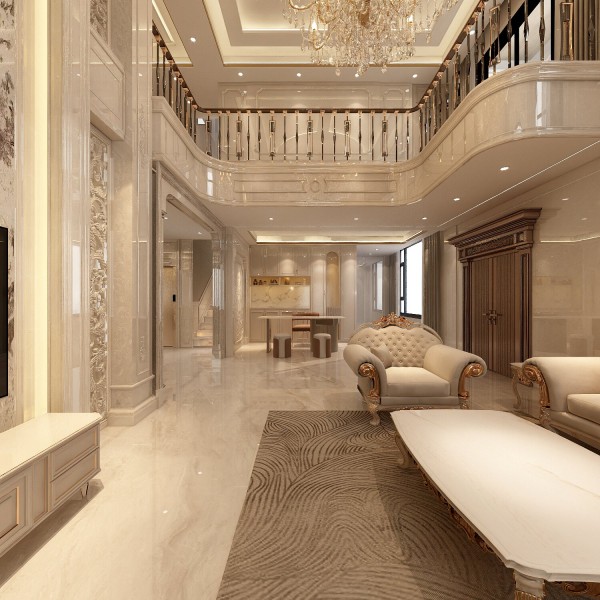 简欧风别墅顶墙柜方案001