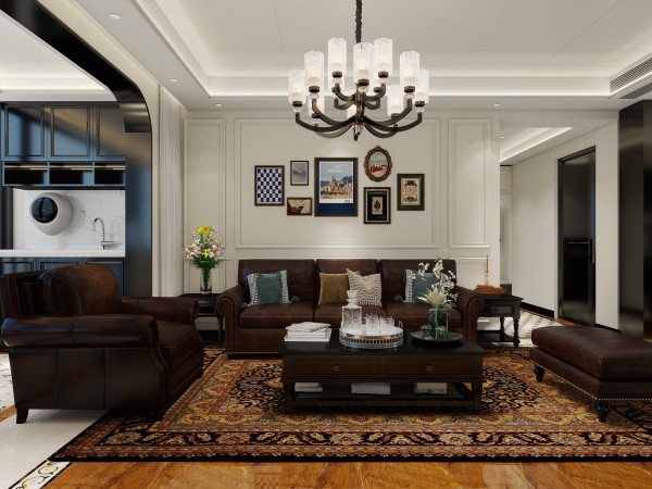 美式风全屋顶墙柜方案001