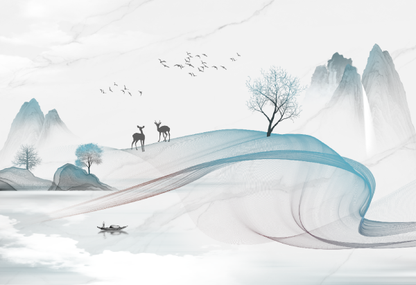 DZS-0324-双鹿回头